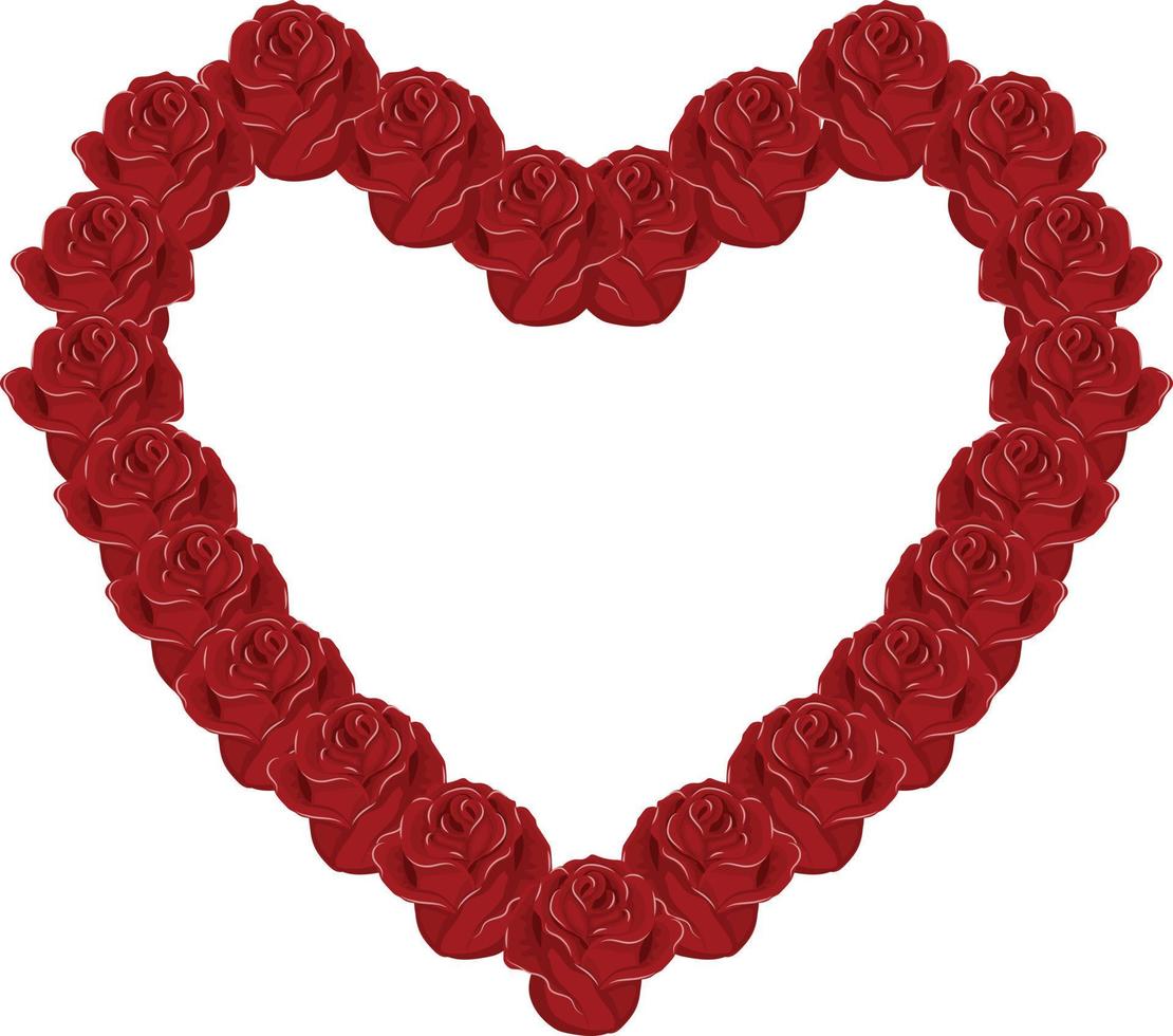 roos hart, romantisch kader. vector illustratie geïsoleerd Aan wit achtergrond.