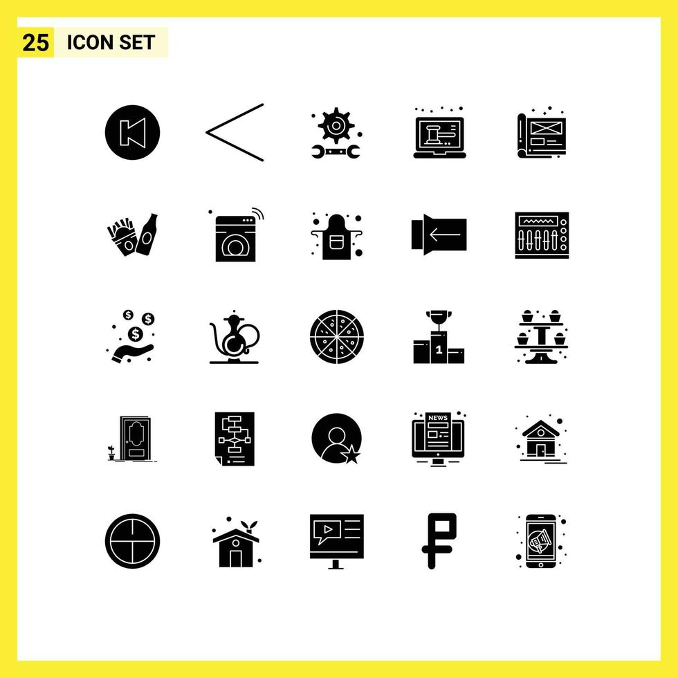 25 universeel solide glyphs reeks voor web en mobiel toepassingen document creatief bouwkunde kunst online bewerkbare vector ontwerp elementen