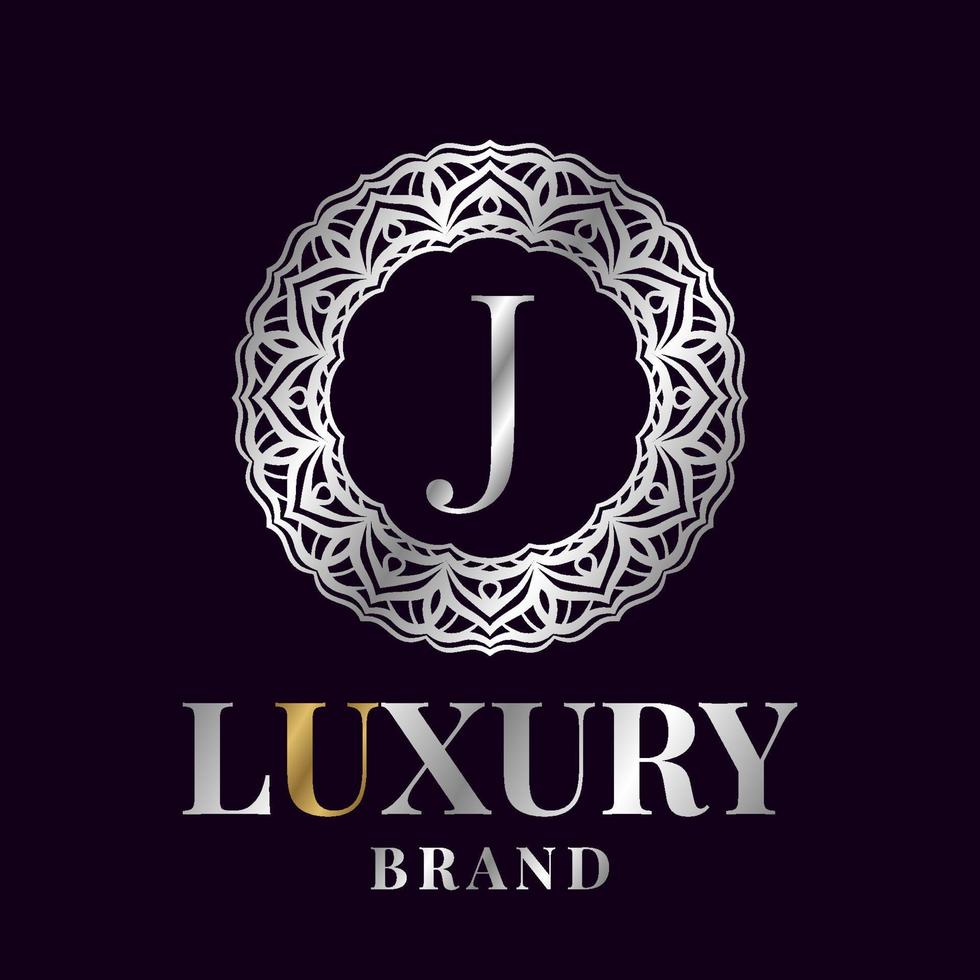 brief j luxe eerste cirkel vector logo ontwerp