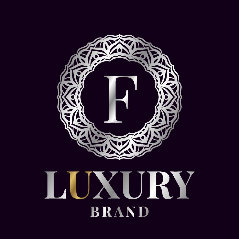 brief f luxe eerste cirkel vector logo ontwerp