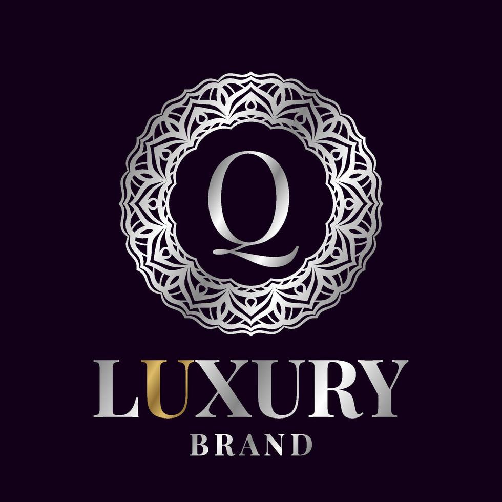 brief q luxe eerste cirkel vector logo ontwerp