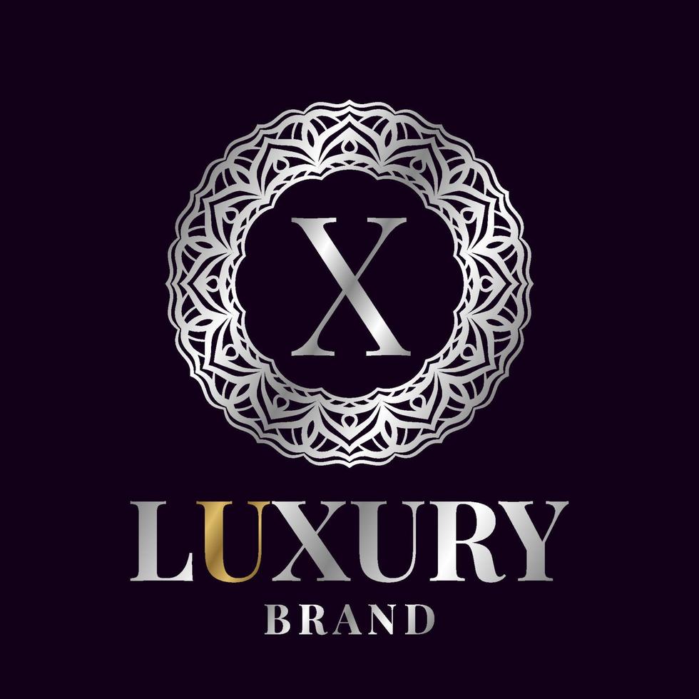 brief X luxe eerste cirkel vector logo ontwerp