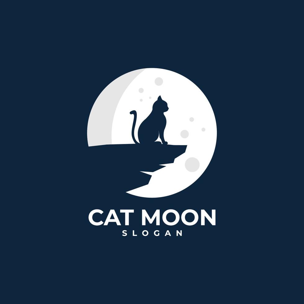 kat maan illustratie logo ontwerp vector