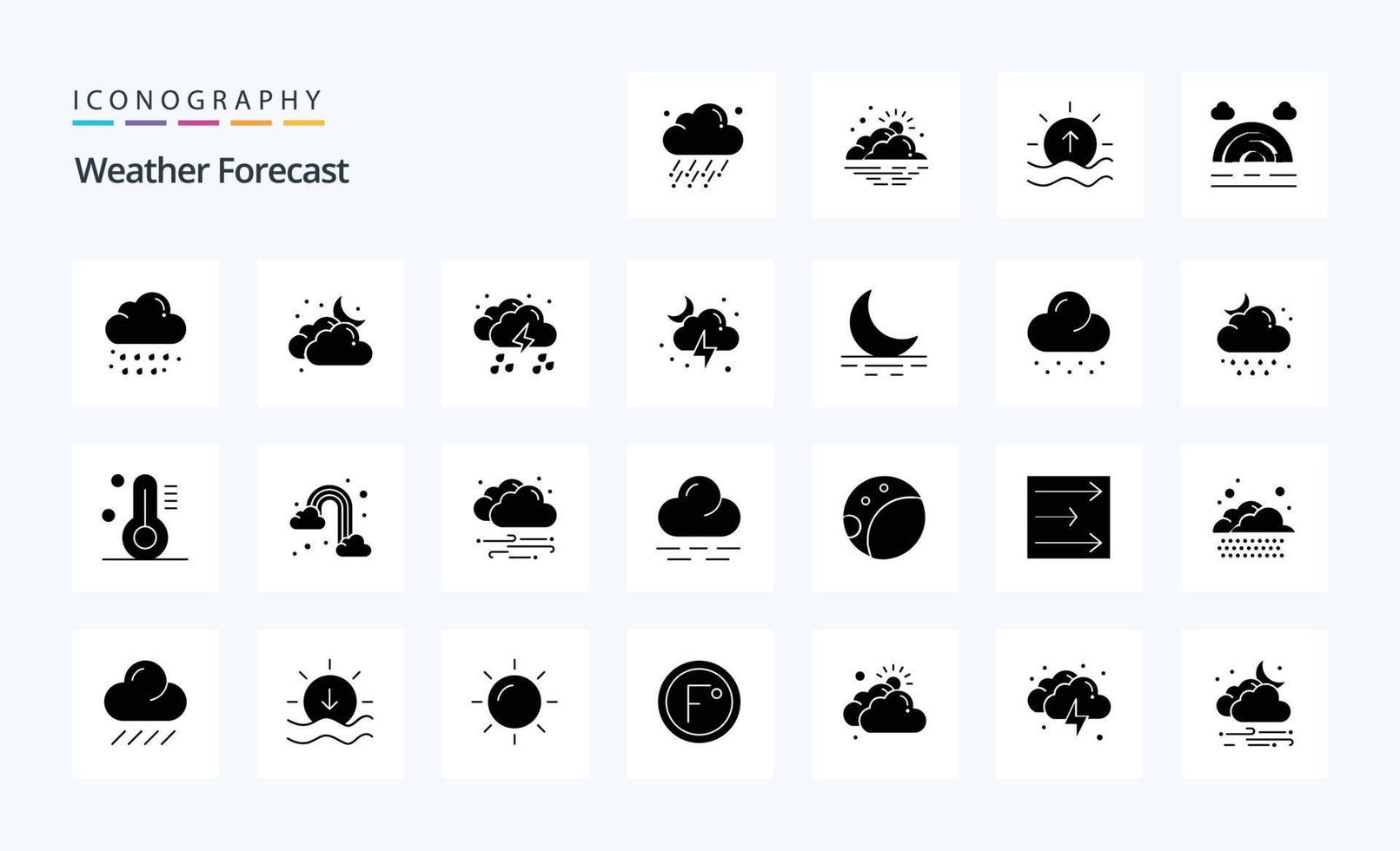 25 weer solide glyph icoon pak vector