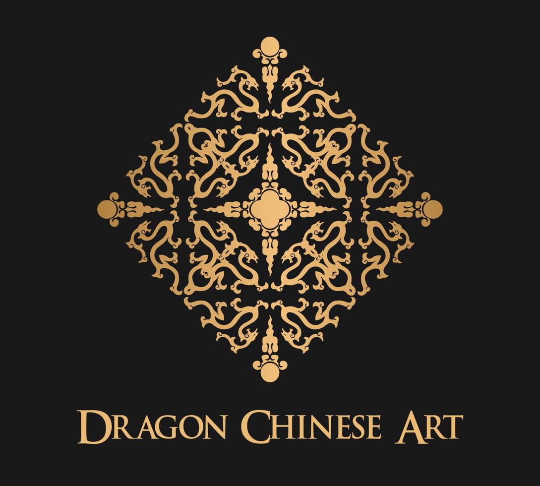 Chinese stijl plein draak kunst vector