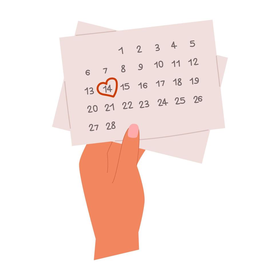 hand- Holding kalender 14 februari vector