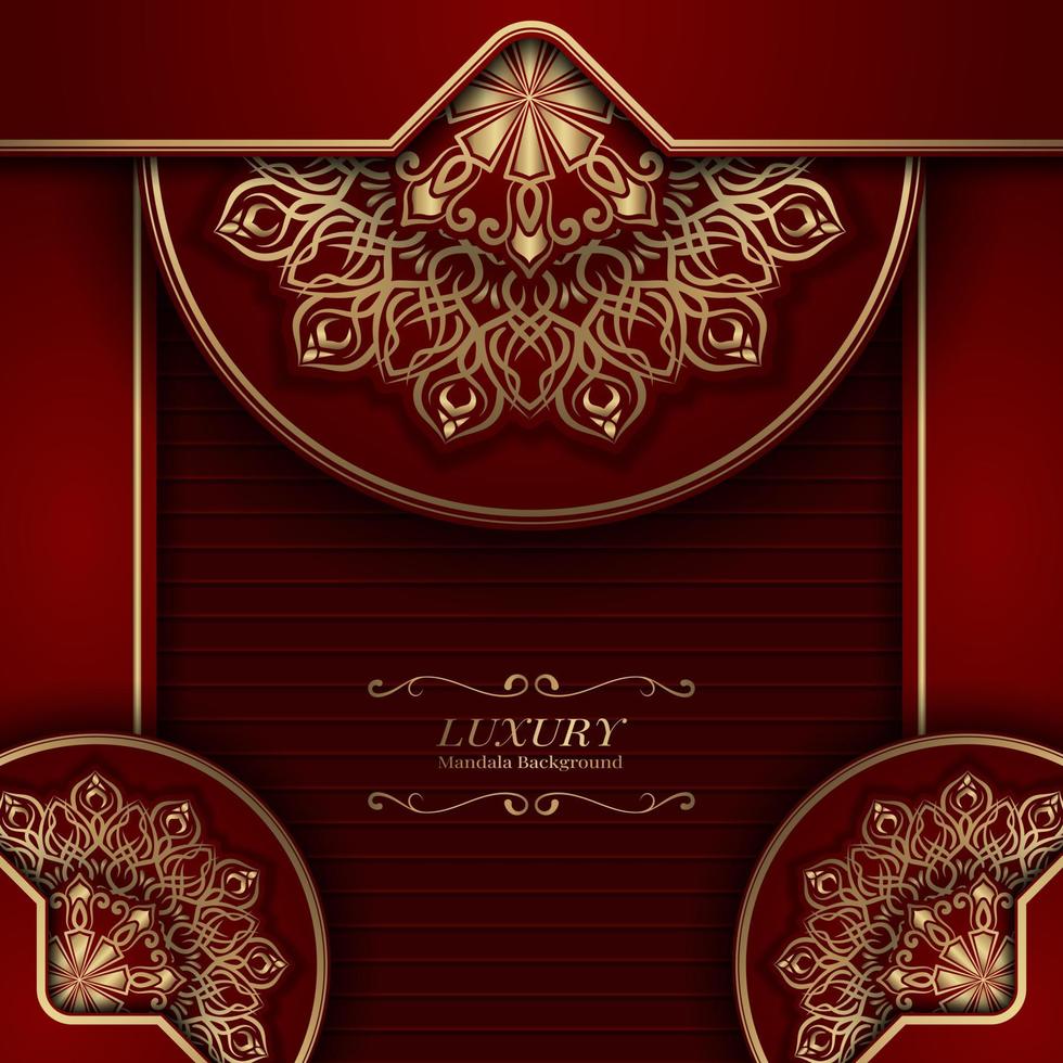 rood achtergrond met gouden mandala ornament vector