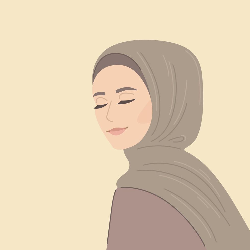 mooi vrouw in hijaab, vlak vector illustratie