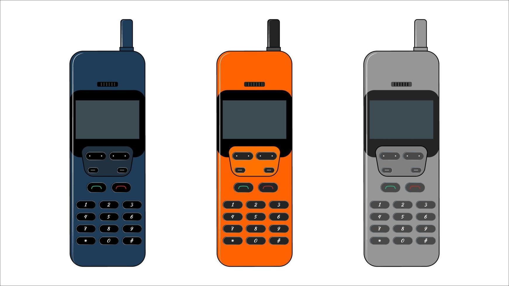 oud mobiel telefoon vector. oud keypad telefoons, nostalgie vector voorwerpen set.