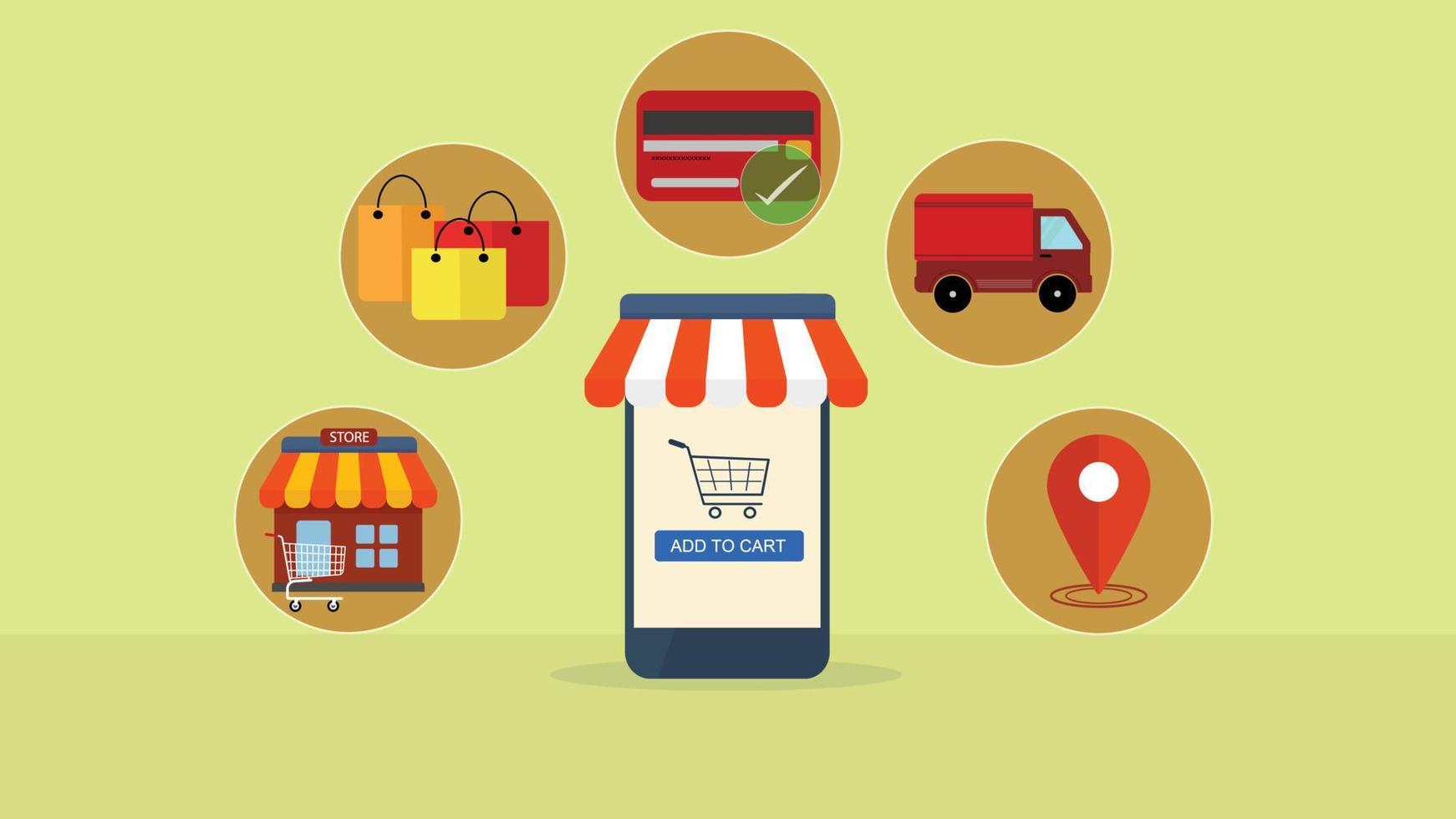 online boodschappen doen Aan smartphone app, e-commerce winkelen, buying online werkwijze vector