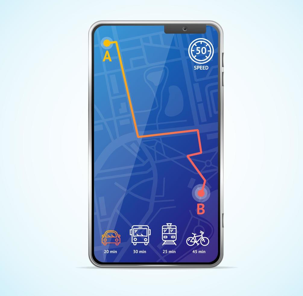 realistisch gedetailleerd 3d stad navigatie app concept. vector