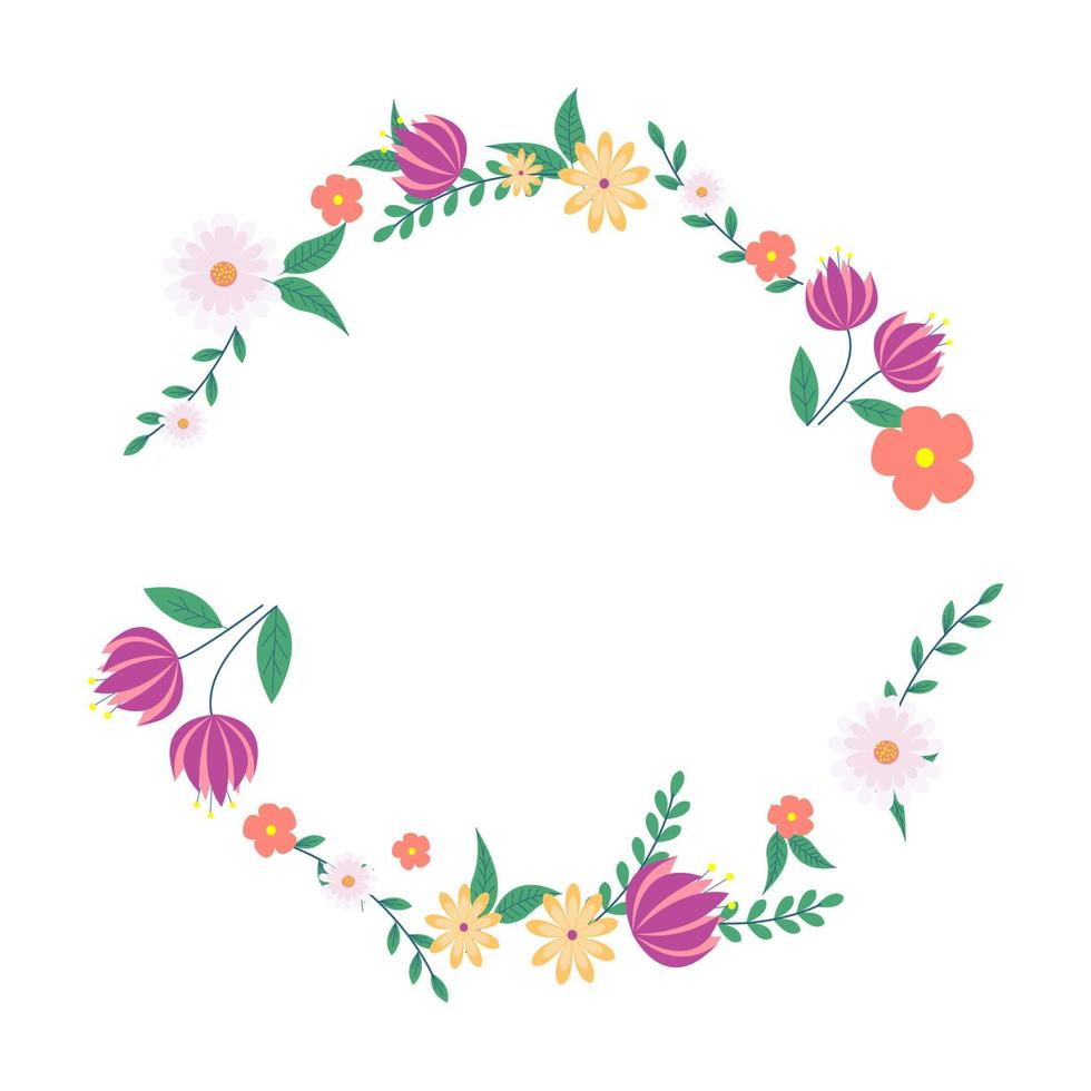 cirkel schattig bloem krans vector illustratie geïsoleerd