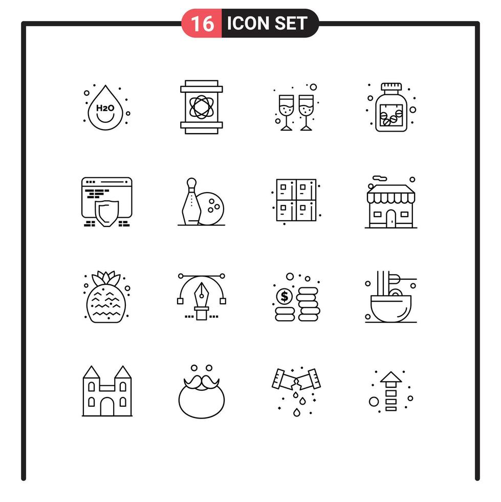 16 gebruiker koppel schets pak van modern tekens en symbolen van web seo drinken bescherming geneesmiddel bewerkbare vector ontwerp elementen