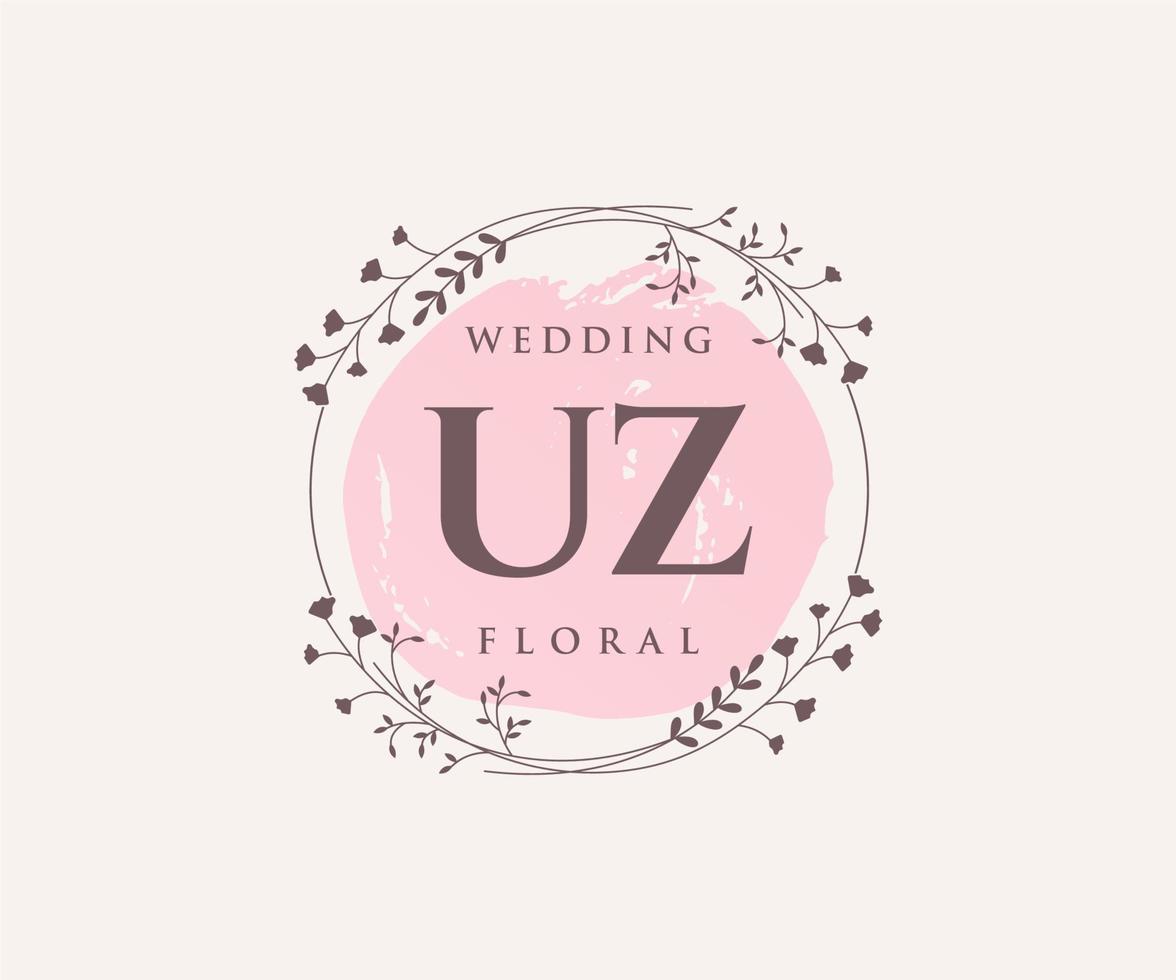 uz initialen brief bruiloft monogram logos sjabloon, hand- getrokken modern minimalistisch en bloemen Sjablonen voor uitnodiging kaarten, opslaan de datum, elegant identiteit. vector