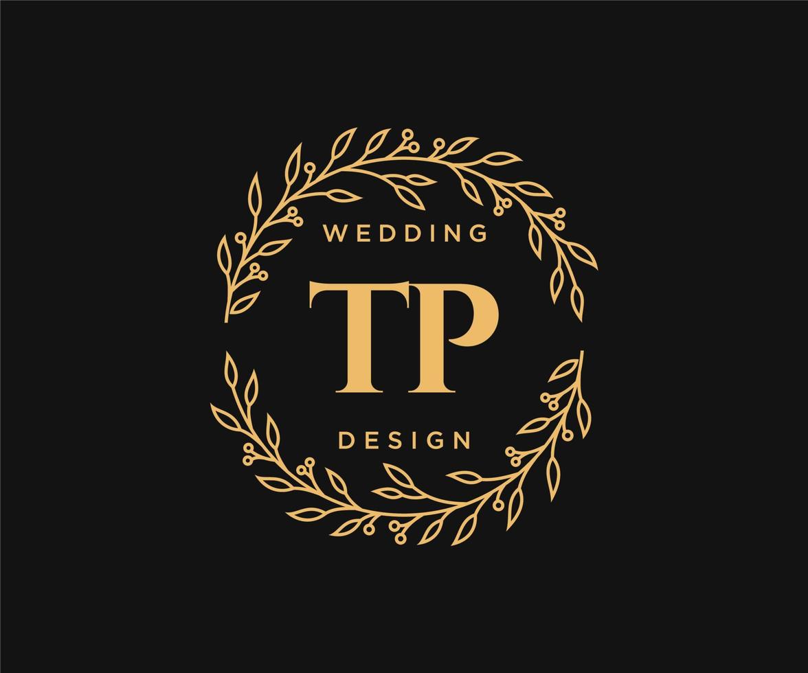 tp initialen brief bruiloft monogram logos verzameling, hand- getrokken modern minimalistisch en bloemen Sjablonen voor uitnodiging kaarten, opslaan de datum, elegant identiteit voor restaurant, boetiek, cafe in vector