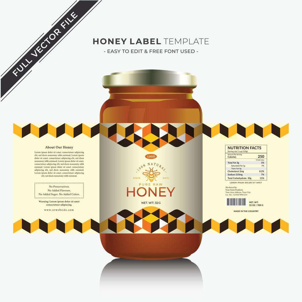 honing etiket verpakking honing ontwerp pot etiket en Product etiket vector
