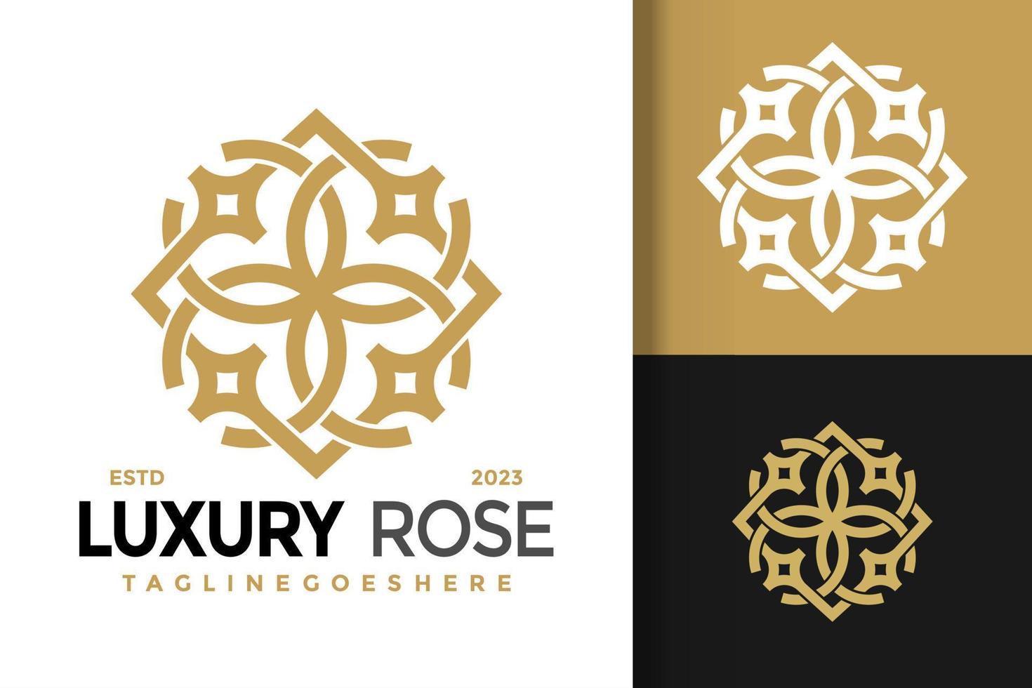 luxe schoonheid roos logo logos ontwerp element voorraad vector illustratie sjabloon