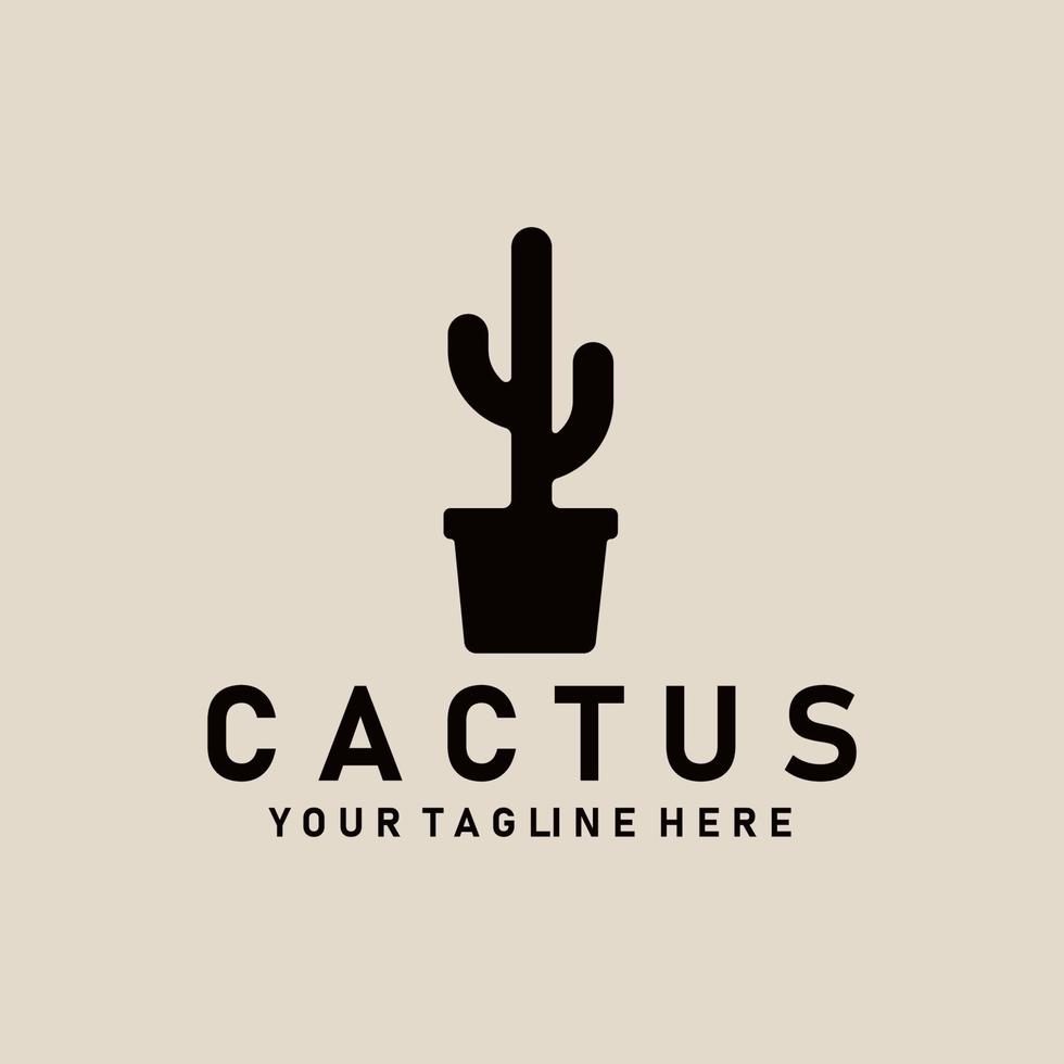 cactus wijnoogst logo, icoon en symbool, vector illustratie ontwerp