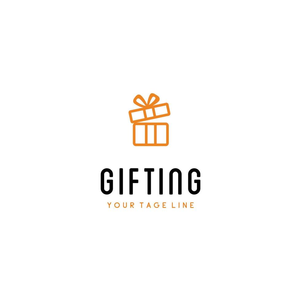 geschenk minimalistische logo winkel doos, embleem, ontwerp concept, creatief vector