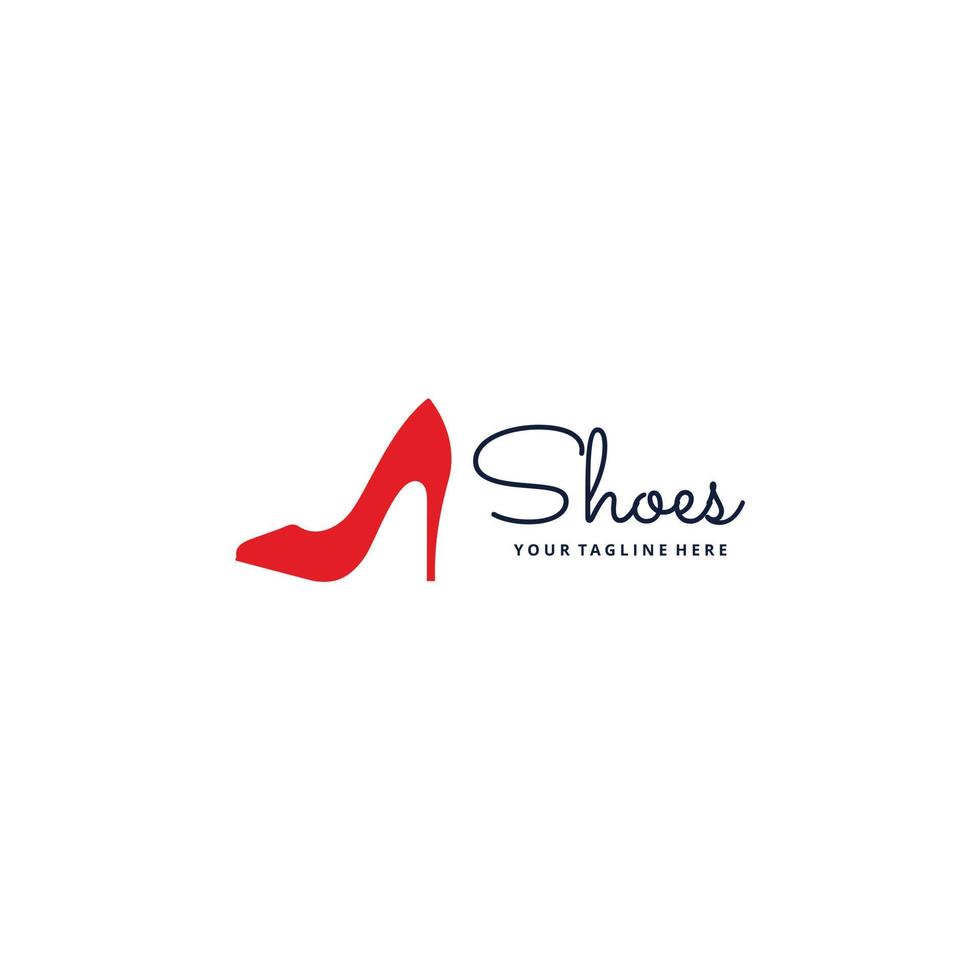 hoog hakken Dames schoenen rood vlak logo ontwerp icoon mode vector