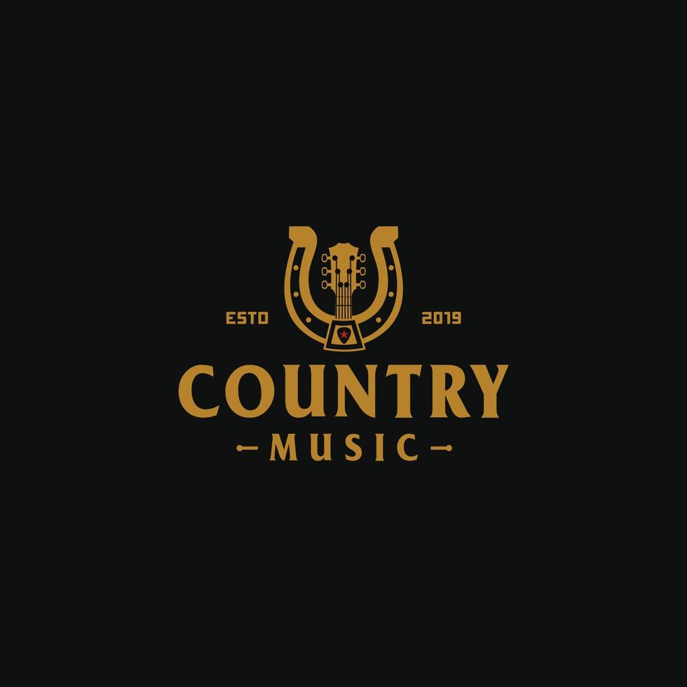 land gitaar muziek- western wijnoogst retro bar cafe logo ontwerp vector