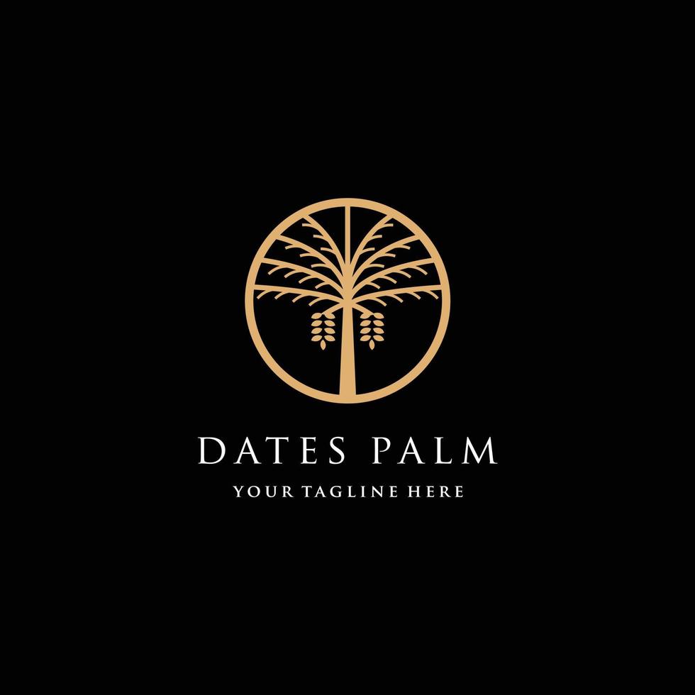 luxe minimalistische datum palm goud logo ontwerp vector