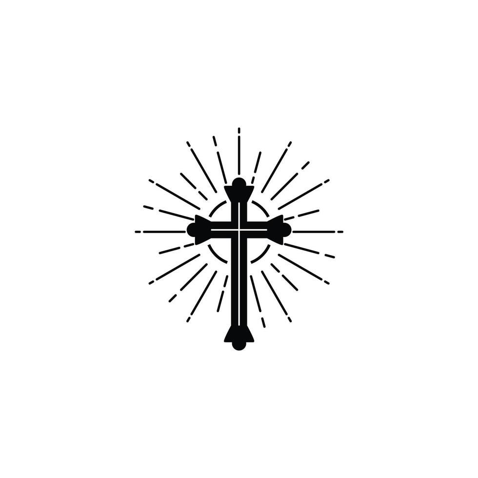 kruis zon barsten kerk christen religie logo ontwerp vector