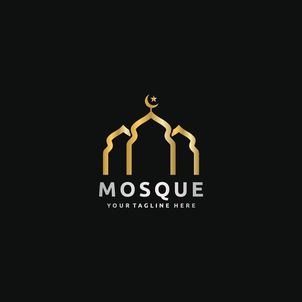 moskee Islamitisch moslim goud lux minimalistische logo ontwerp vector