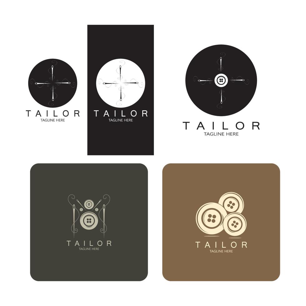 kleermaker logo icoon illustratie sjabloon combinatie van toetsen voor kleren, draad en naaien machine, voor kleding Product ontwerp, convectie bedrijven, mode in vector het formulier