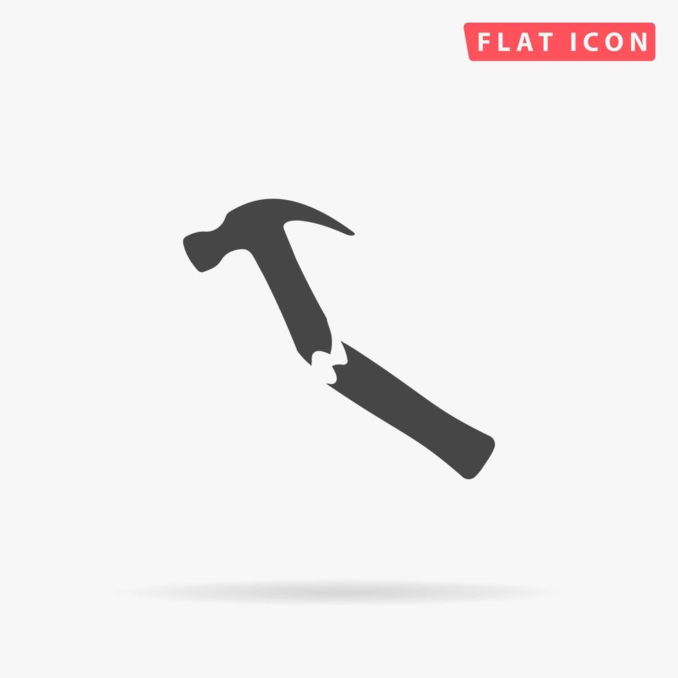 gebroken hamer vlak vector icoon. hand- getrokken stijl ontwerp illustraties.