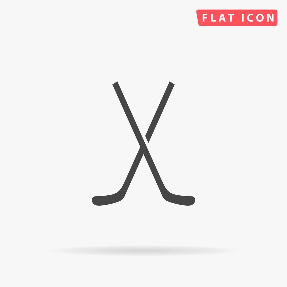 gekruiste hockey stokjes vlak vector icoon. hand- getrokken stijl ontwerp illustraties.