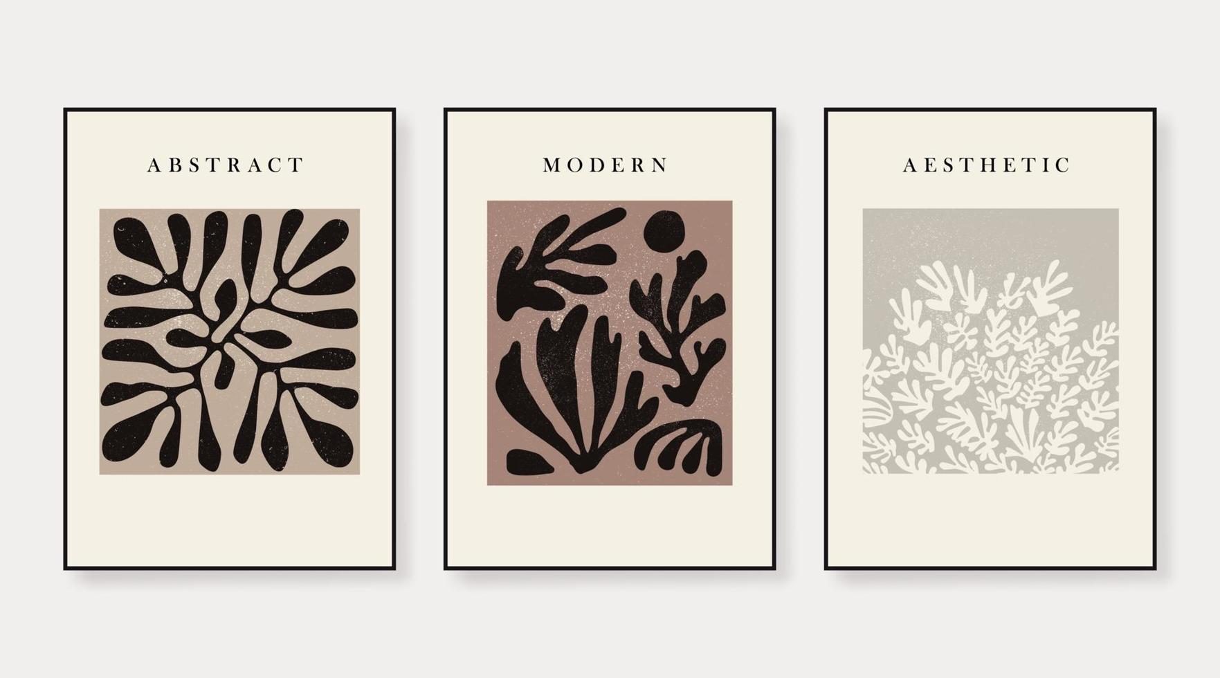 matisse abstract kunst set, esthetisch modern kunst, boho decor, minimalistische kunst, illustratie, vector, poster, ansichtkaart. verzameling voor decoratie. vector allemaal geïsoleerd.