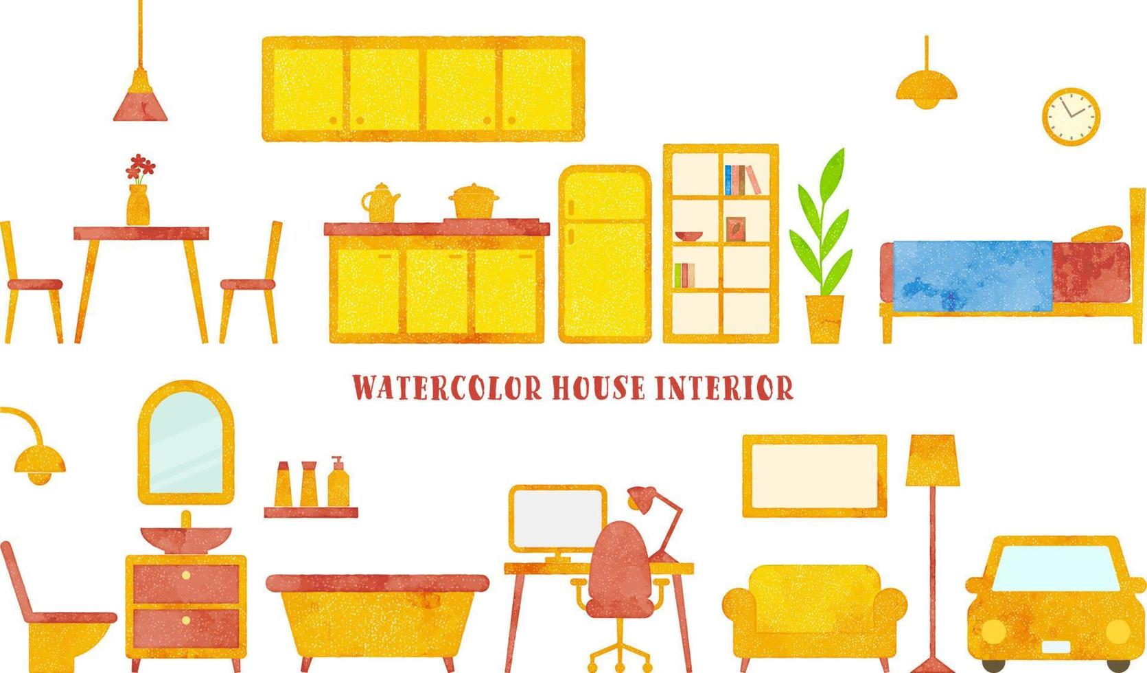 reeks van vector waterverf meubilair illustratie