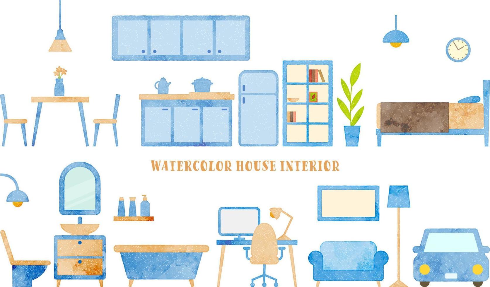 reeks van vector waterverf meubilair illustratie