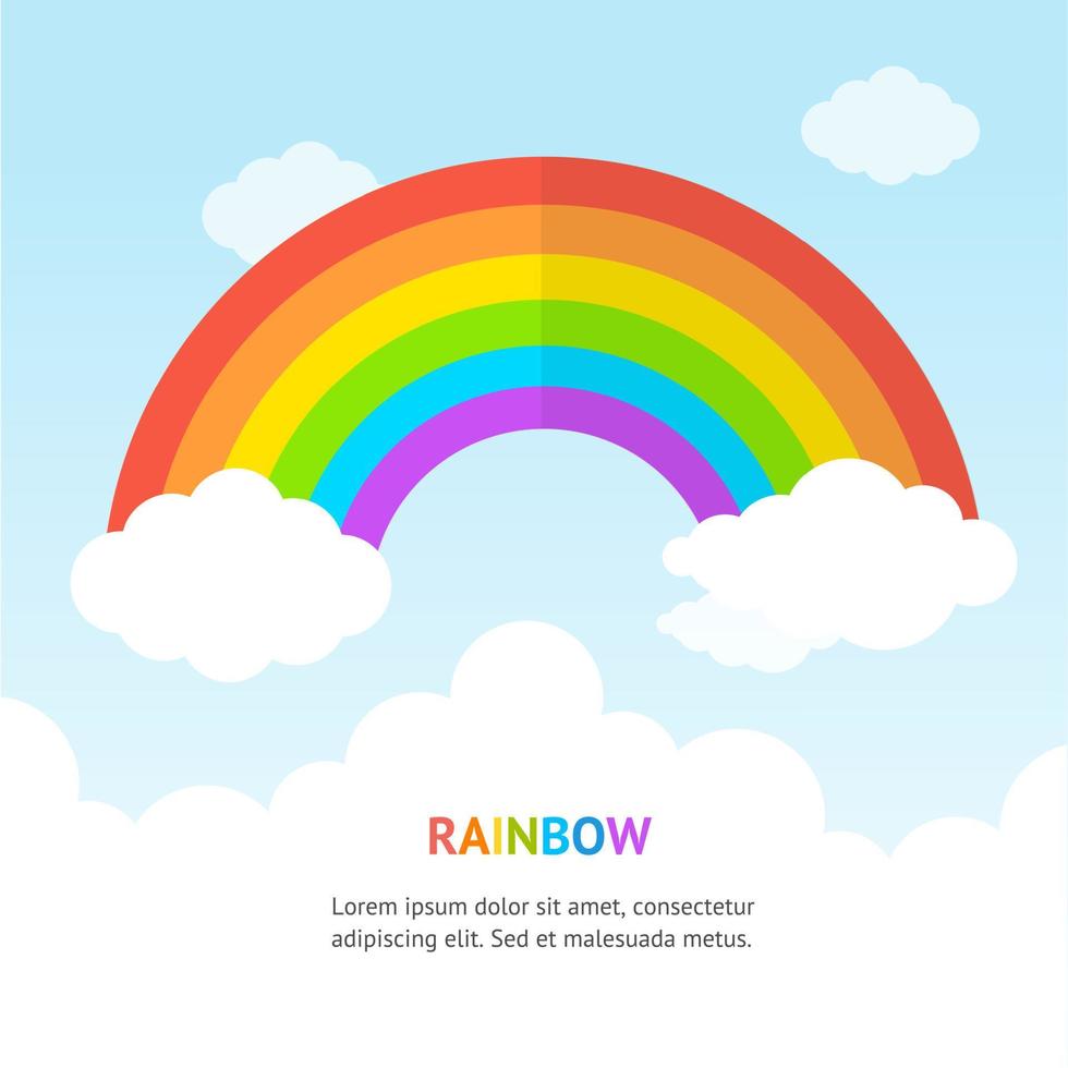 tekenfilm kleur regenboog concept banier kaart. vector