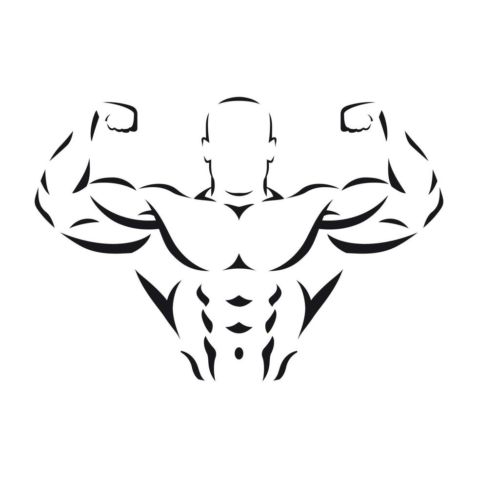 illustratie van bodybuilder silhouet zwart Aan wit achtergrond vector