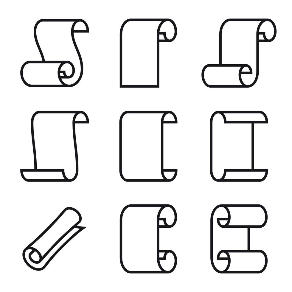 scrollt en papieren pictogrammen vector