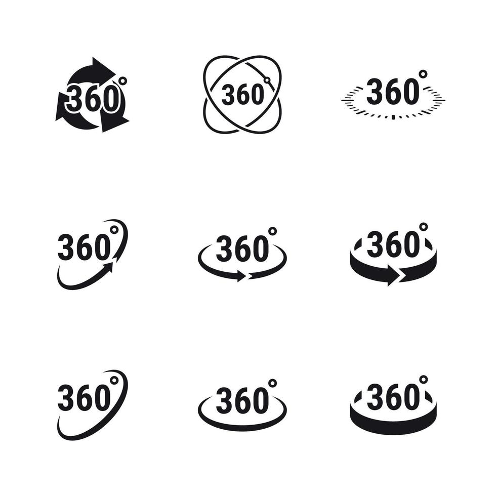 hoek 360 graden teken, zwart pictogrammen Aan een wit achtergrond vector