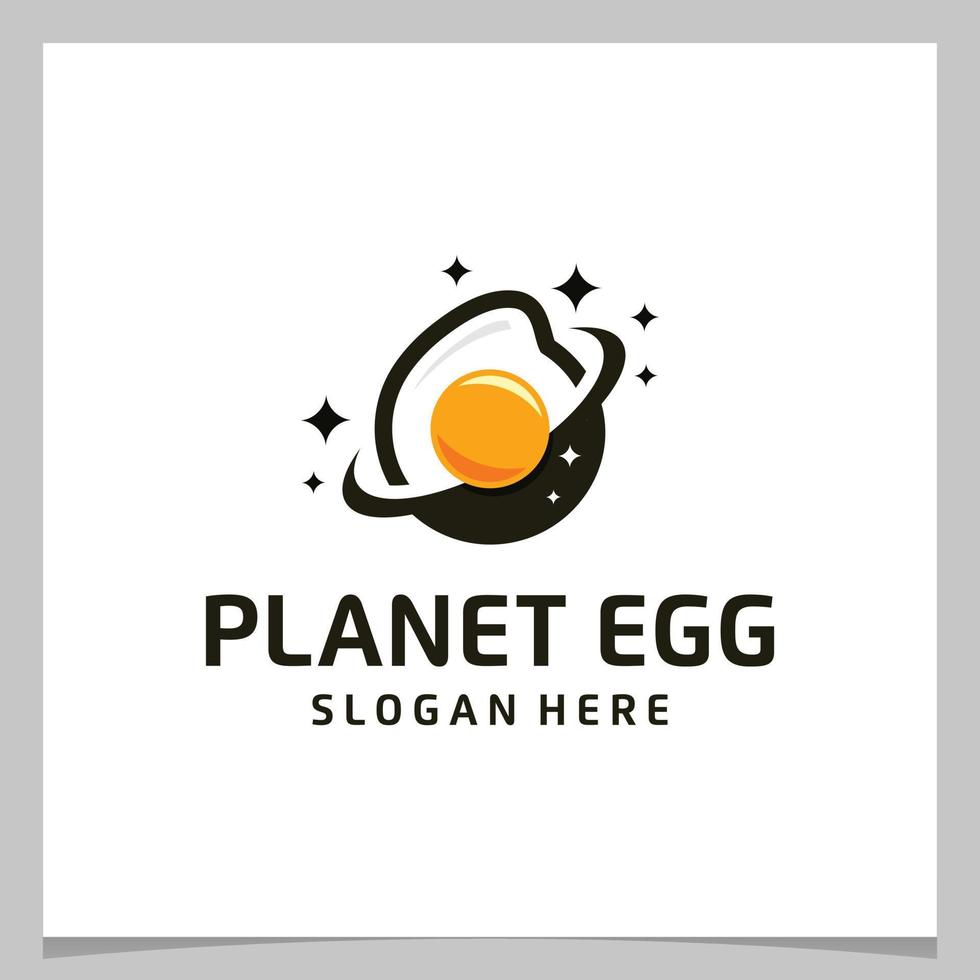 inspiratie logo ontwerp ei met planeet logo. premie vector