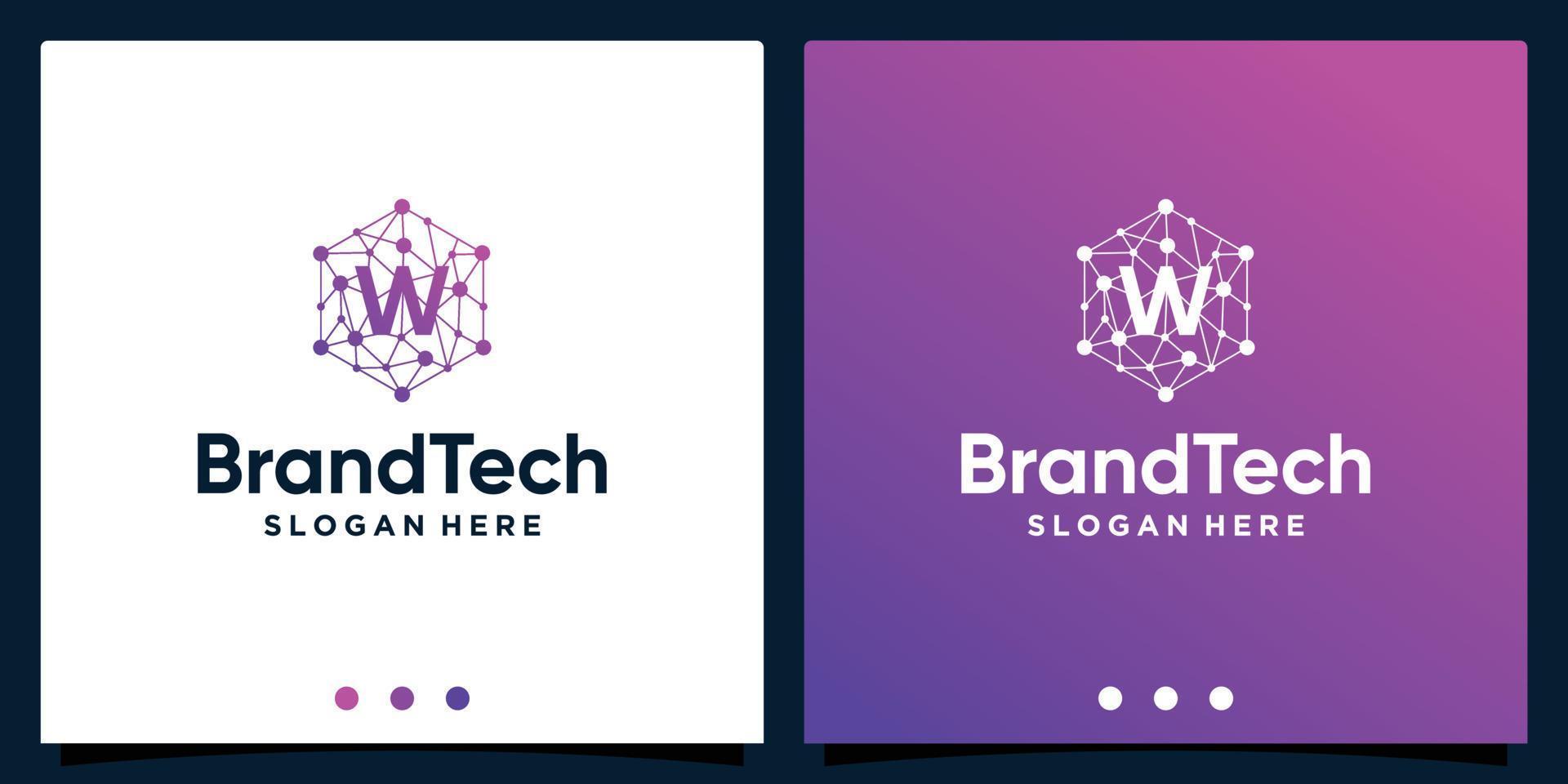 blockchain technologie abstract logo helling met eerste brief logo. premie vector