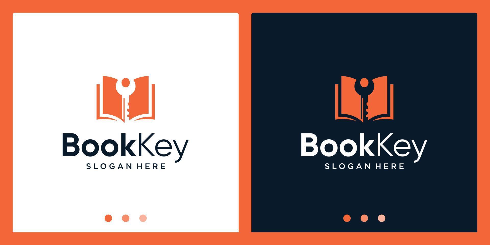 Open boek logo ontwerp inspiratie met sleutel ontwerp logo. premie vector
