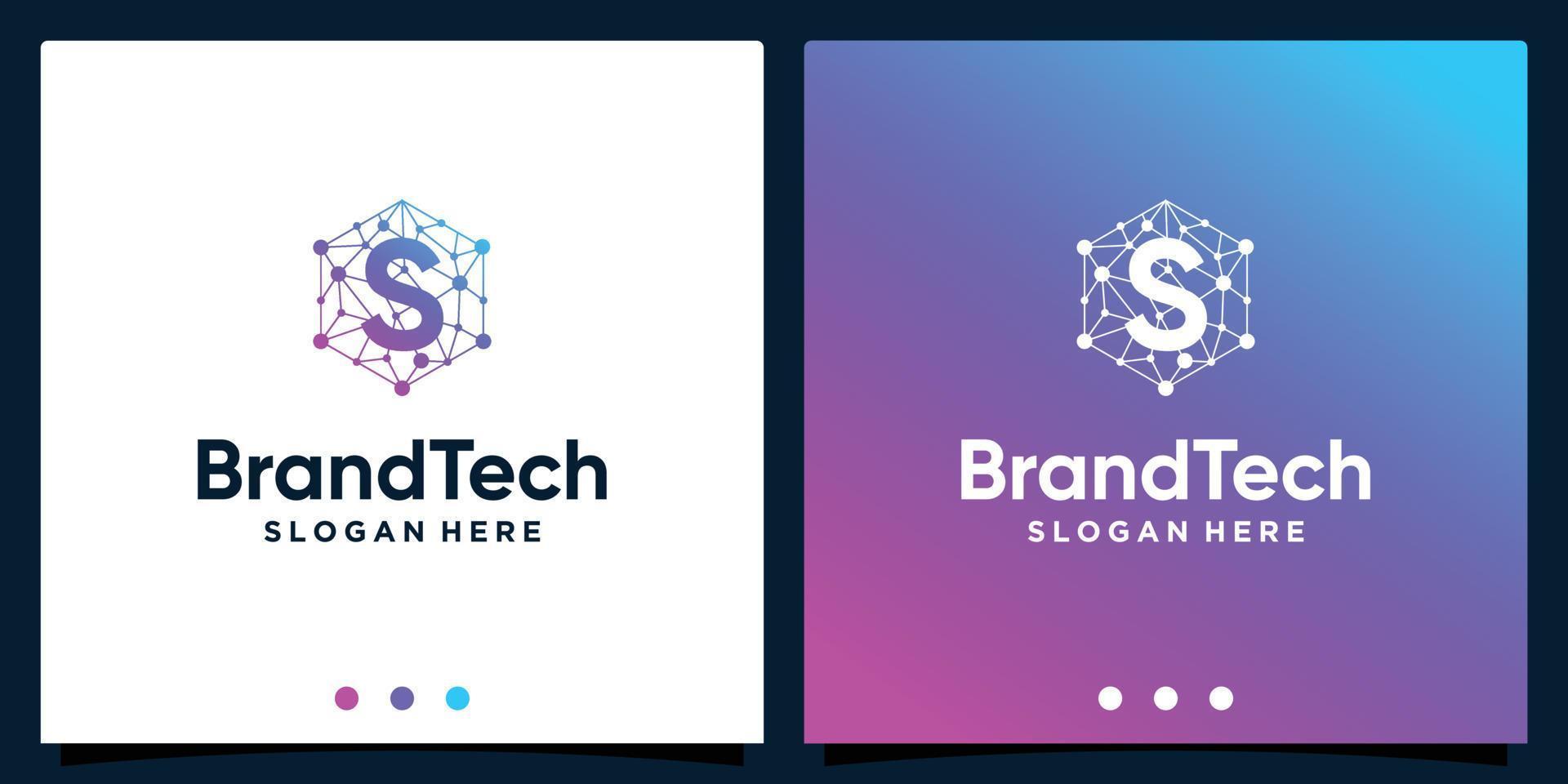 blockchain technologie abstract logo helling met eerste brief logo. premie vector