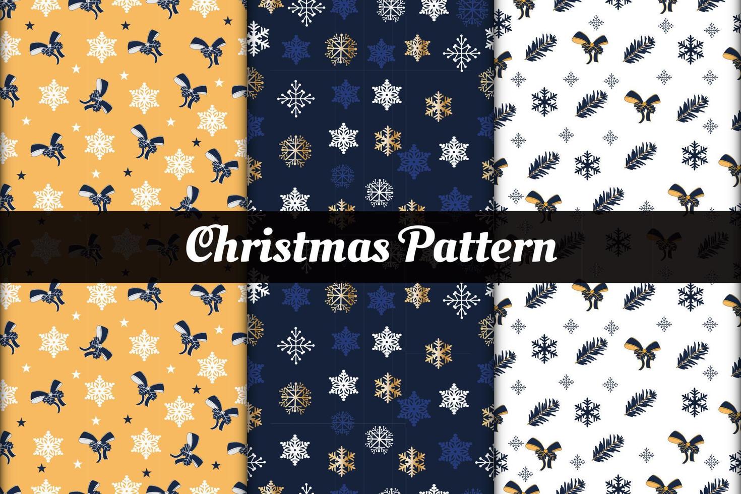 Kerstmis patronen reeks met blad, sneeuwvlok, lint vector