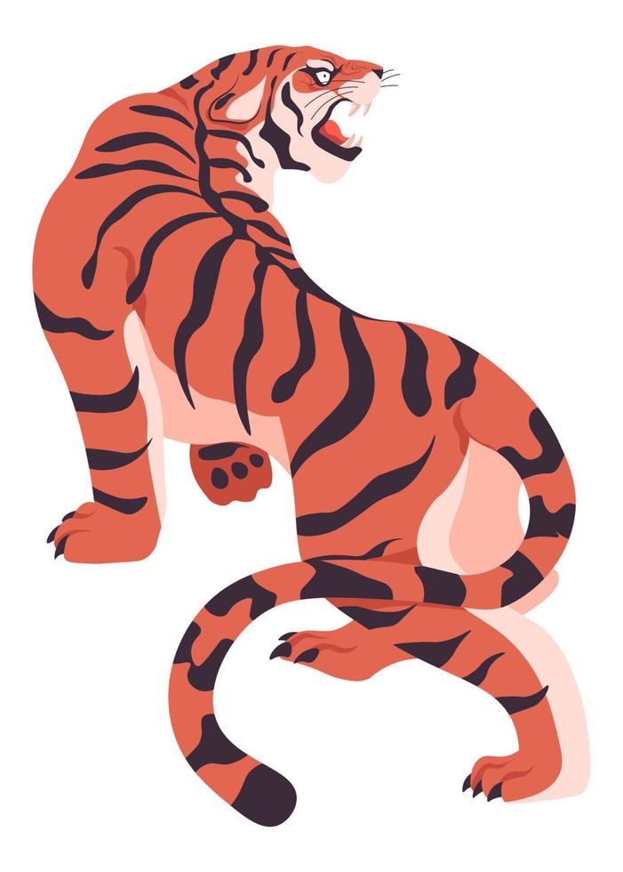 Koninklijk Bengalen tijger met strepen Aan vacht jas vector