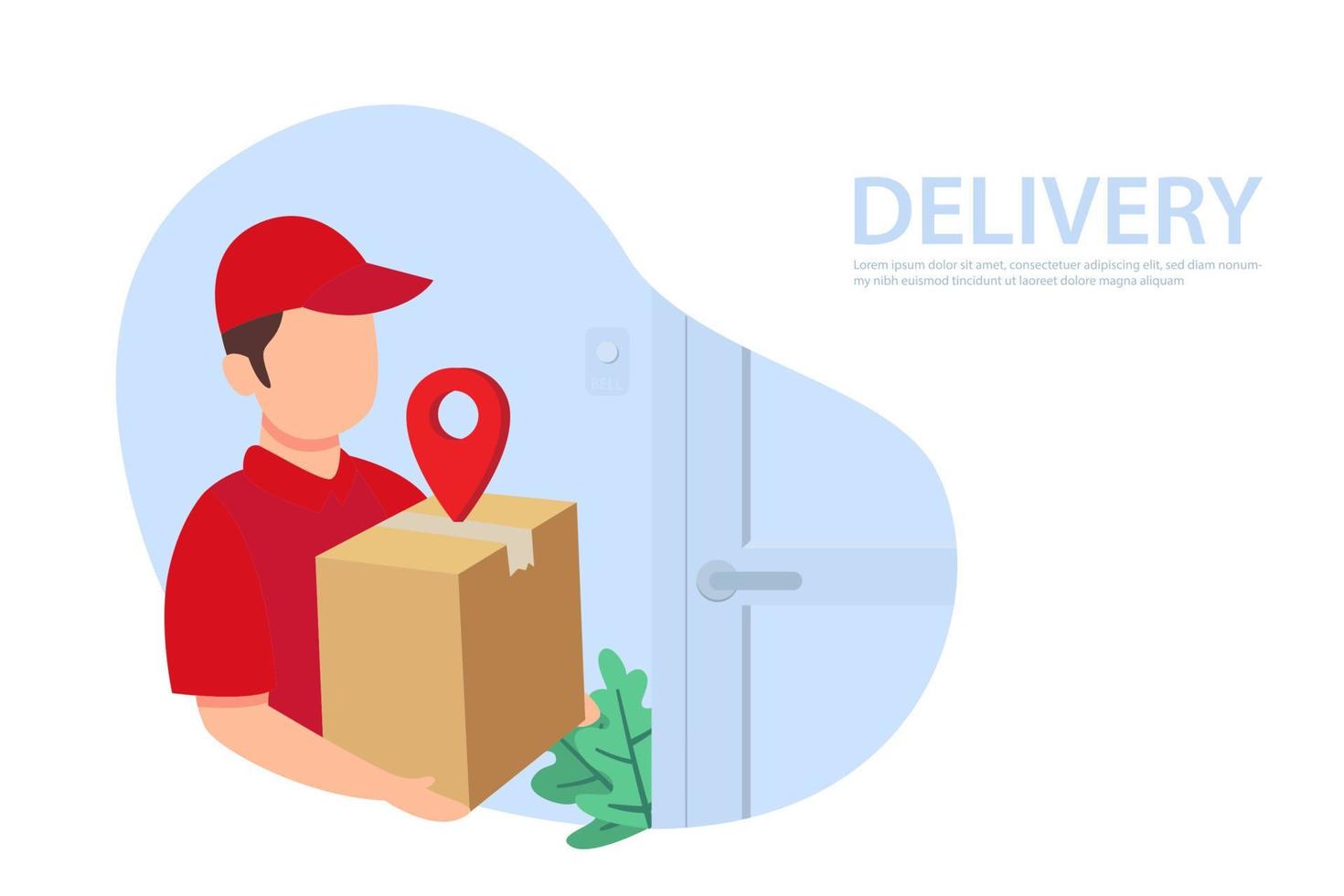 online levering Diensten. uitdrukken levering concept door koerier en klant deur naar deur. vector illustratie
