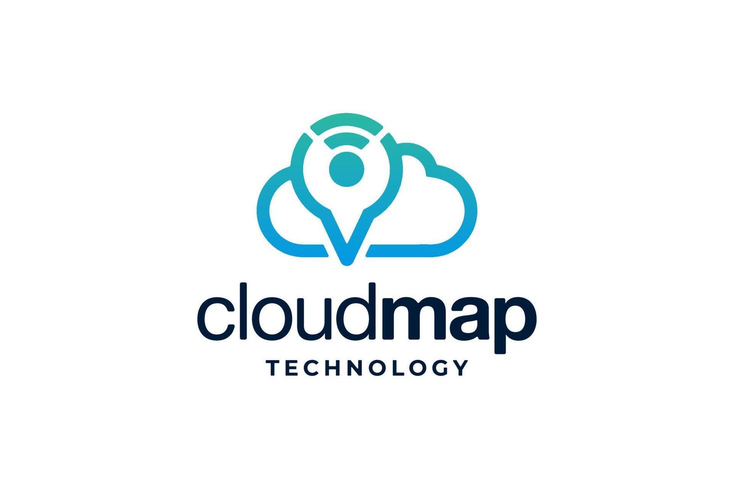 blauw wolk kaart technologie logo vector