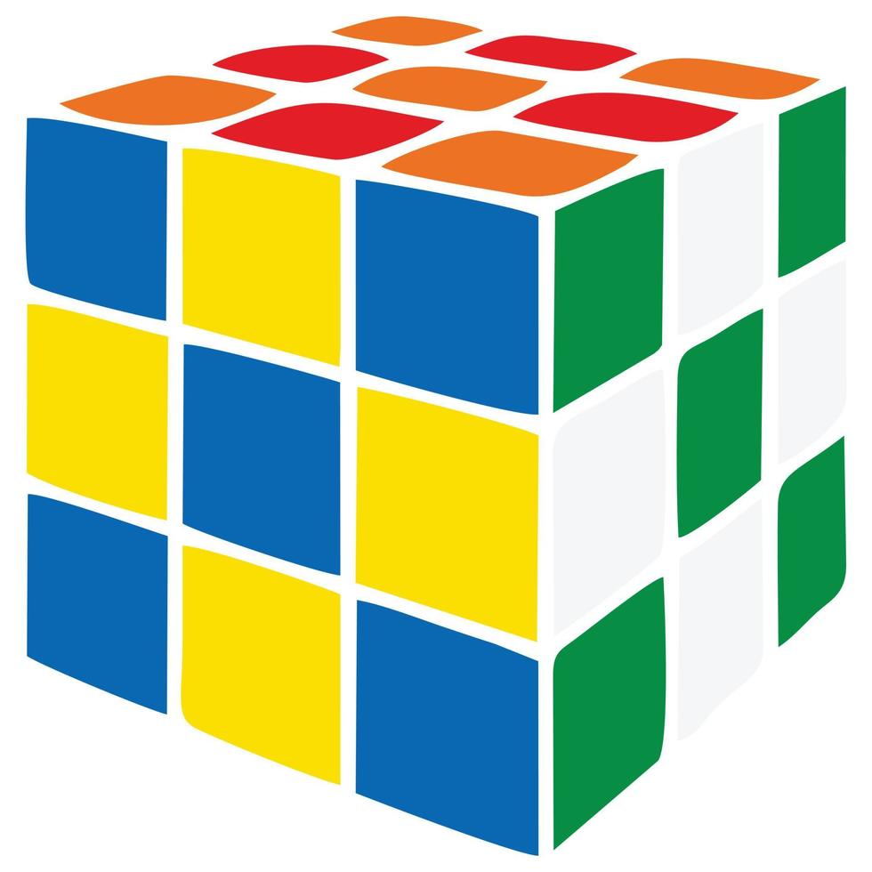 gekleurde kubussen met rood, groente, geel en blauw Aan een wit achtergrond. bewerkbare illustratie van een rubik's speelgoed. geschikt voor speelgoed- ontwerp vector