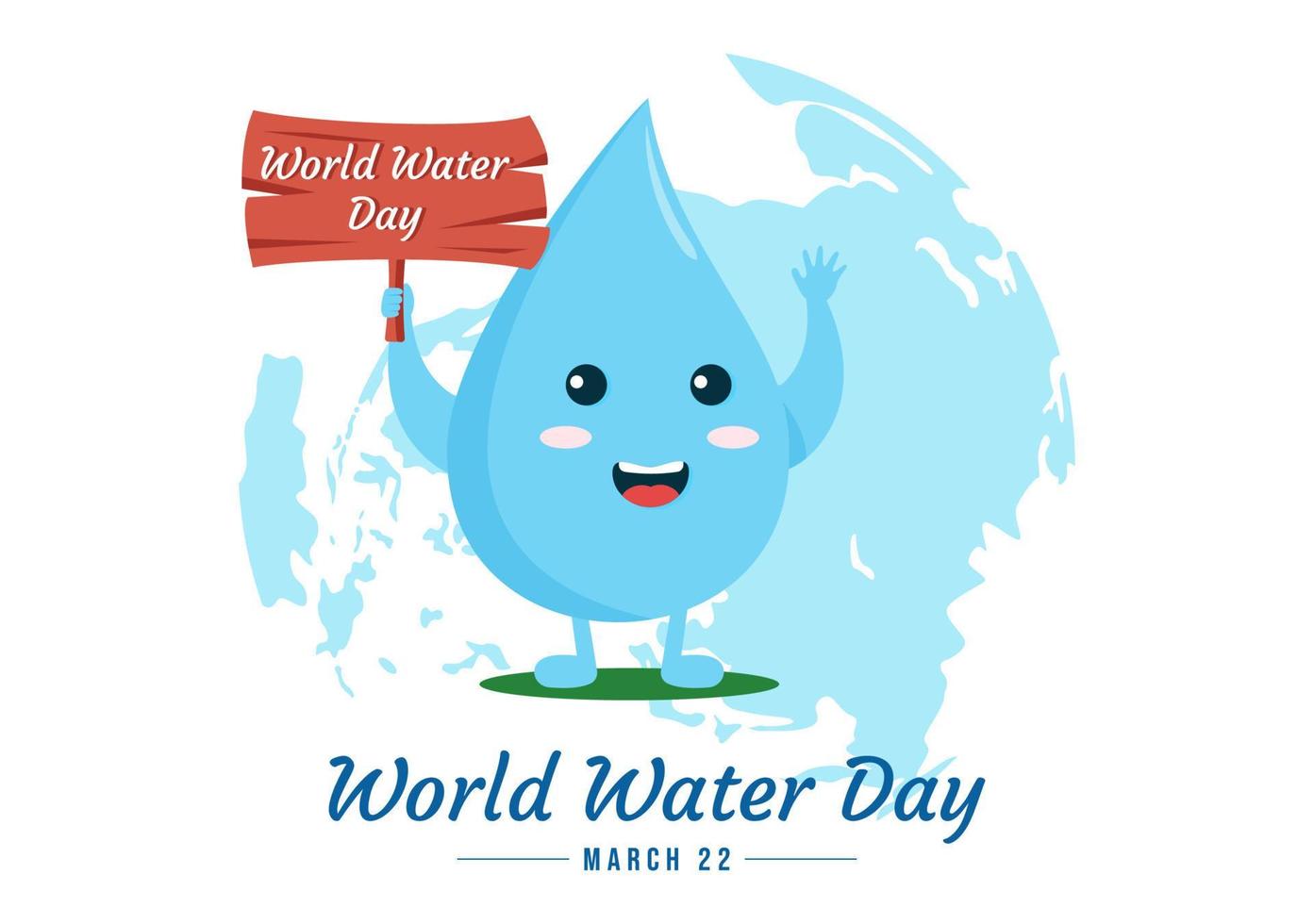 wereld water dag Aan 5 maart illustratie met waterdruppel van aarde voor web banier of landen bladzijde in vlak tekenfilm hand- getrokken Sjablonen illustratie vector