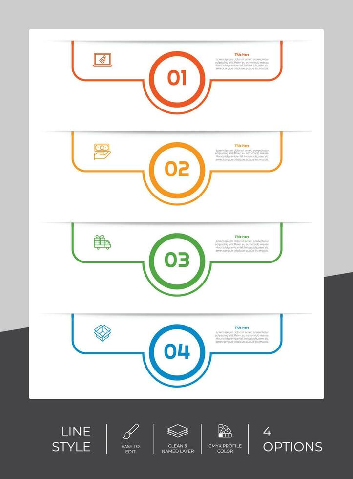 workflow infographic vector ontwerp met 4 stappen en lijn ontwerp. stap infographic kan worden gebruikt voor presentatie, jaar- rapport, bedrijf doel.