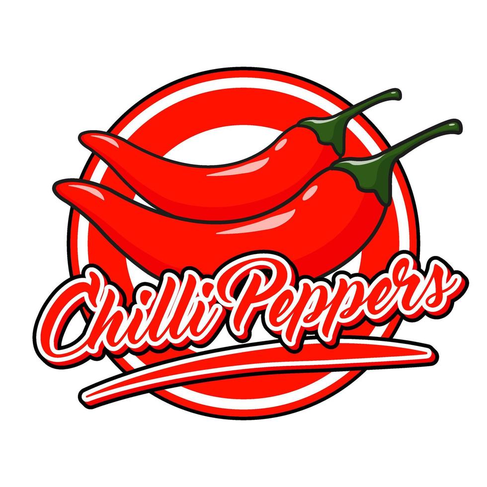 Chili paprika's voedsel logo merk Product tekenfilm stijl vector illustratie kruidenier op te slaan bewerkbare tekst